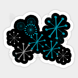 Turquoise Starburst Pattern on Black Sticker